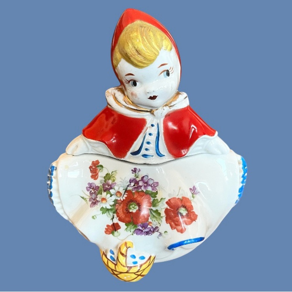 Rare Red Riding Hood Cracker Jar by Hull 1940s Cookie Jar Biscuit Jar